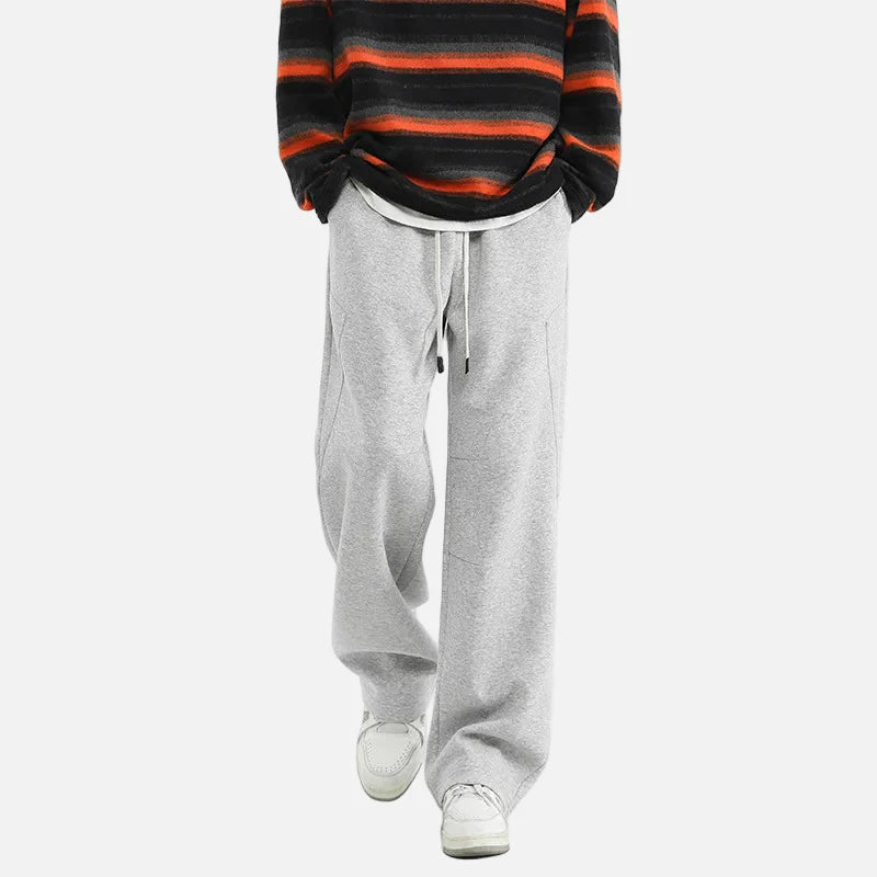 Solid Color Drawstring Sports Wide Leg Jogger