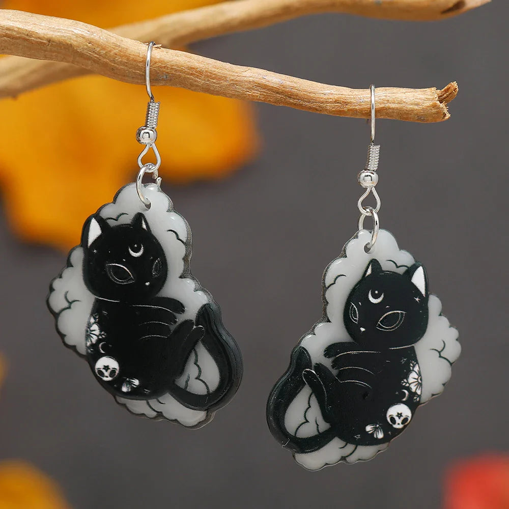 Dark Style Personalized Black Cat Earrings