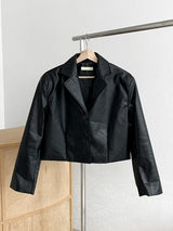 Damen Retro-Motorradlederjacke aus Kunstpelz