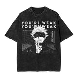Anime Girl Dinner Print Washed T-Shirt