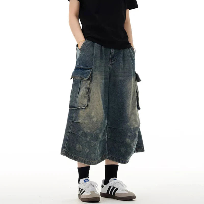 Urban Chill Washed Cargo Denim Jorts