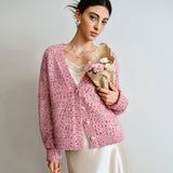 Women Y2K Cozy Chunky Knit V-Neck Cardigan