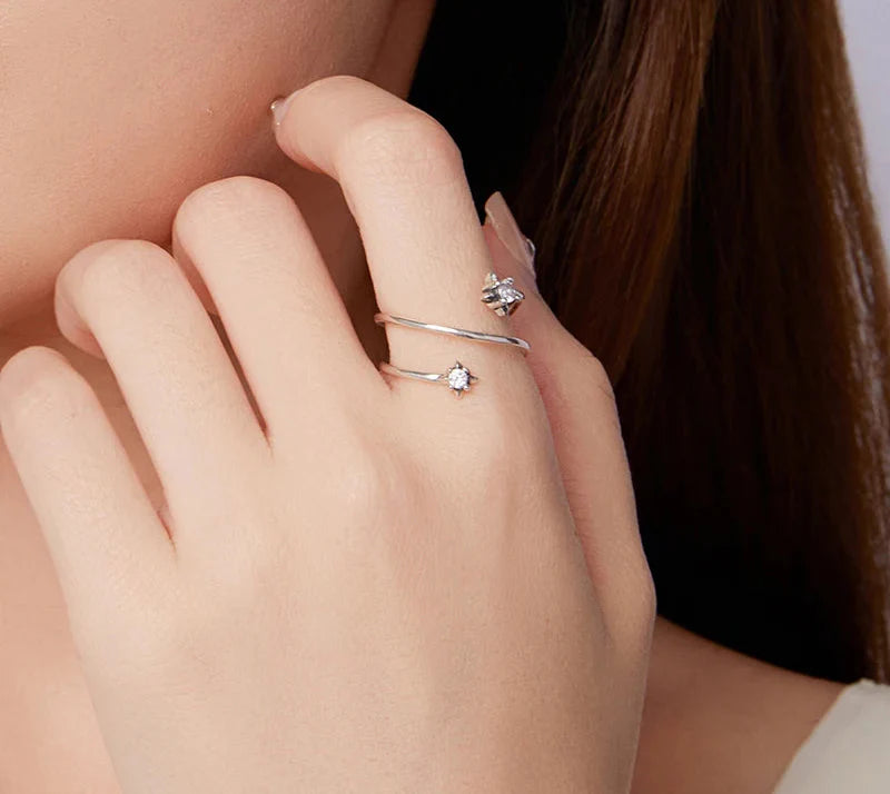 Minimalistischer, verstellbarer Sternring aus Sterlingsilber