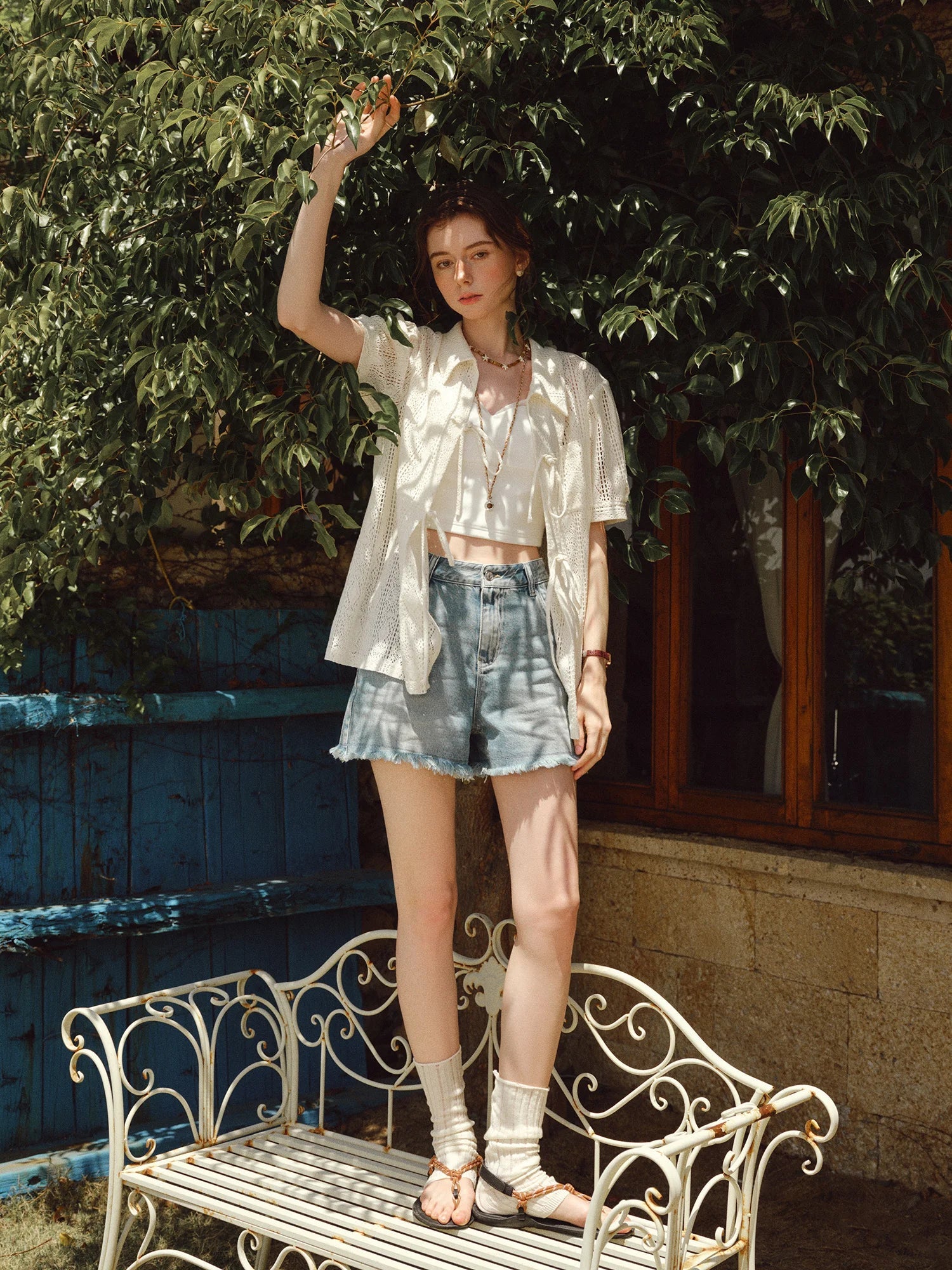 Damen-Strickjacke im Hip-Hop-Chic-Stil mit Spitzendetails