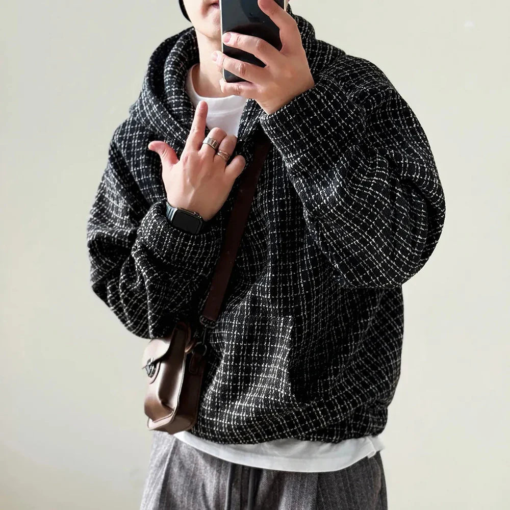 Men's Cool Vintage Rugged Weave Hooded Sweater