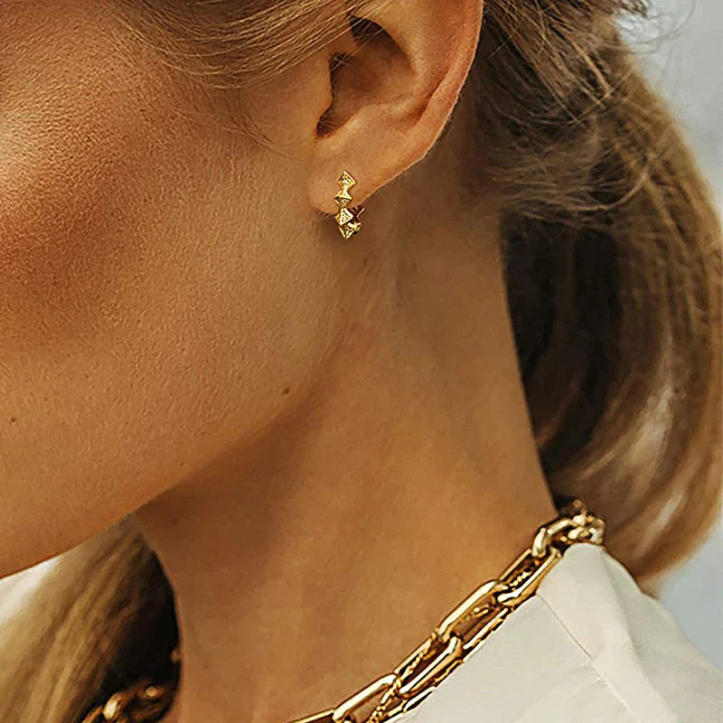 Dainty Circle Rivet Design Hoop Earrings