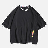 Summer Oversized Fake Two Piece Cotton T-Shirt