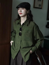 Chemise longue chic et élégante verte de style coréen pour femme