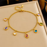 Colorful Rhinestone Oval Stainless Steel Bracelet
