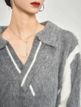 Luxurious Gray Comfort Mohair Knit Sweater