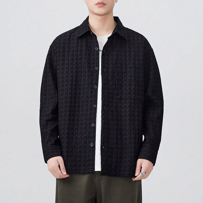 Chemise à carreaux classique, polyvalente, décontractée et ample
