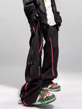 Men's Vintage Punk Zipper Wide Leg Jeans