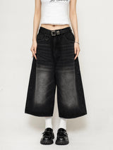 Short en jean bleu vintage taille haute