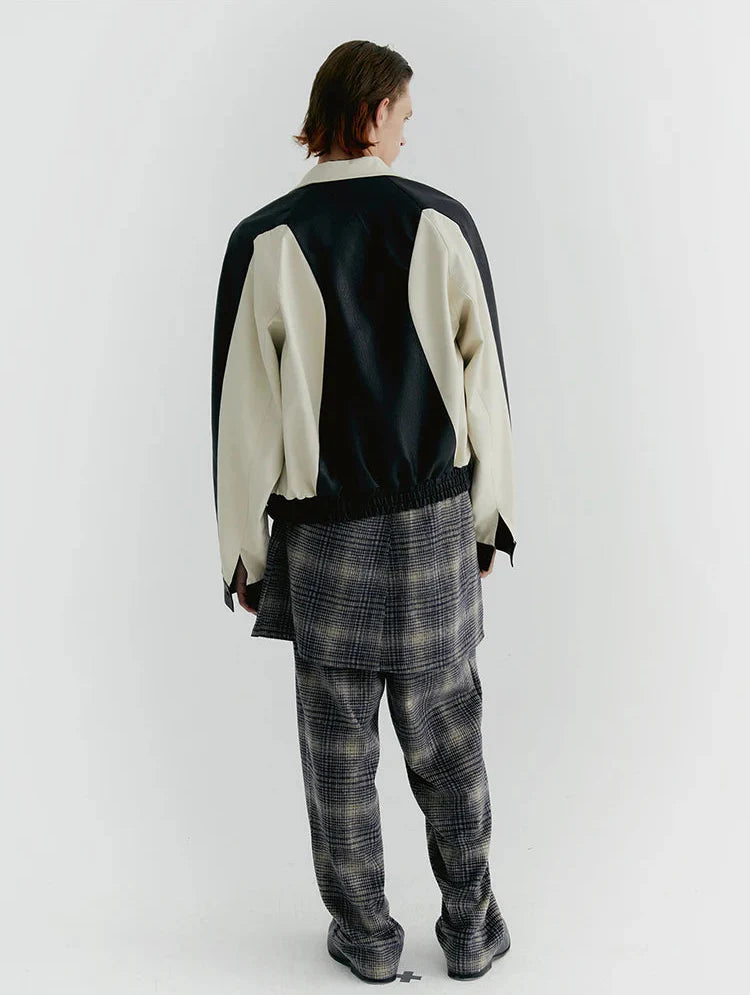 Streetwear Color Block Faux Leather Jacket