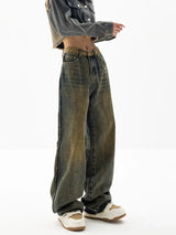 Vintage Casual Staple High Waist Wide Leg Jeans