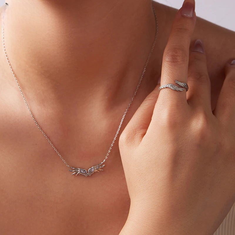 Vintage Angle Wing Necklace and Ring
