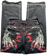 Y2K Embroidered Wide-Leg Jeans
