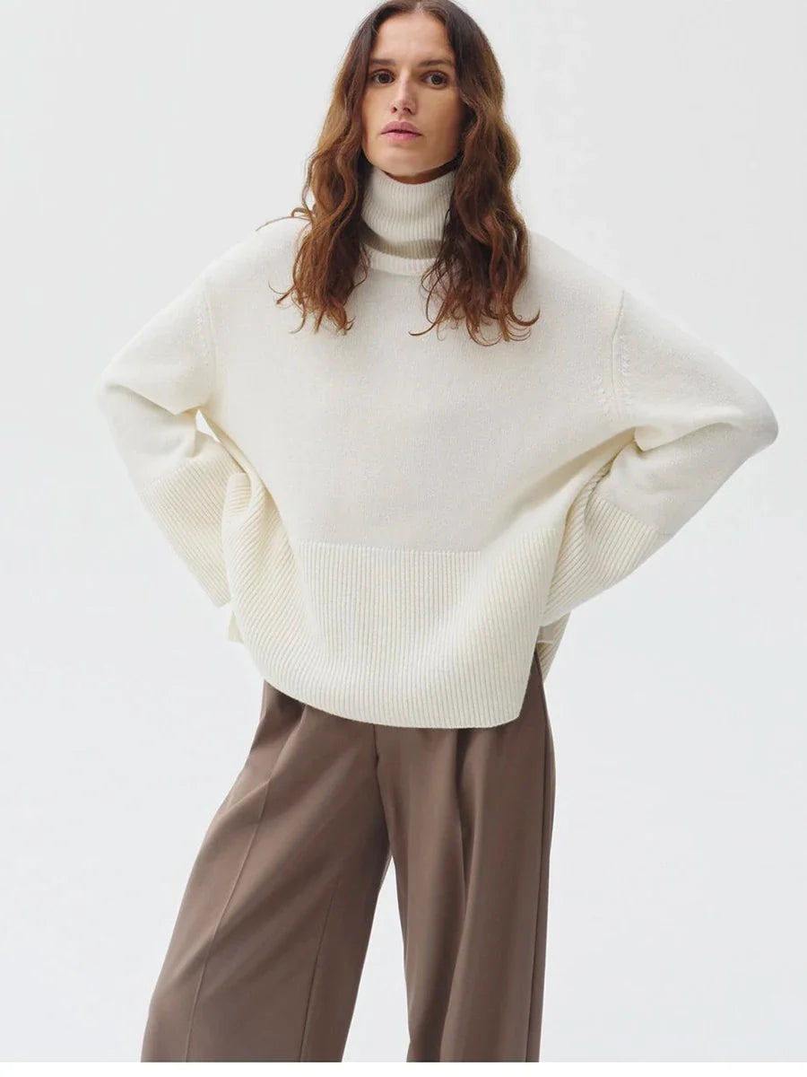 Cozy Knit Split Pullover Sweater Women