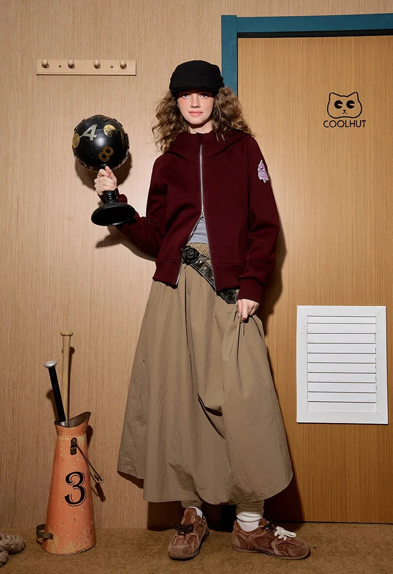 Streetwear Embroidered Hooded Baseball Sweatshirt