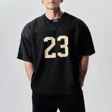 Sportliches T-Shirt aus Jersey-Mesh im amerikanischen Stil mit Print