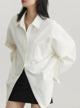 Light Academia Relaxed Fit Button-Up Shirt