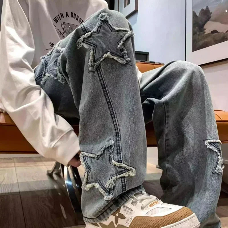 Y2K 별 패턴 청바지