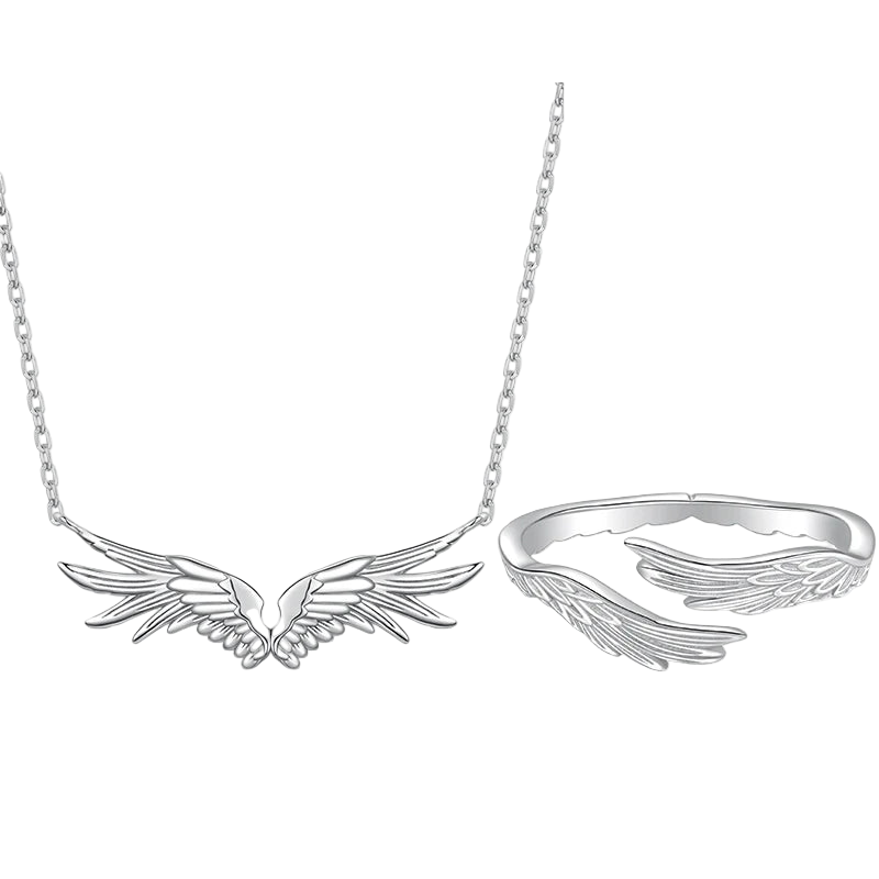 Vintage Angle Wing Necklace and Ring