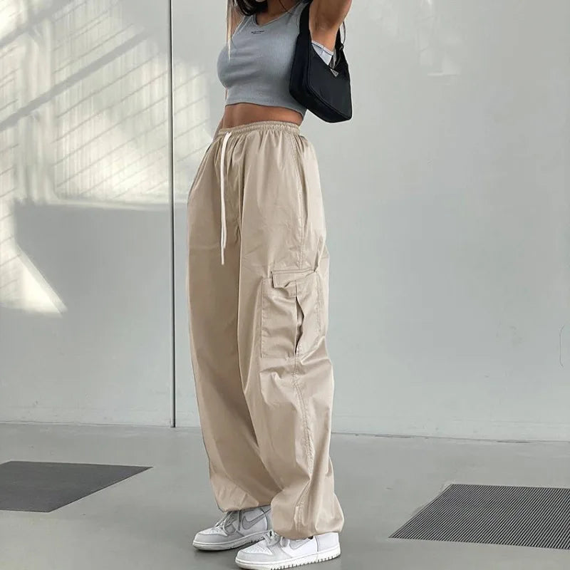 Vintage High Waist Wide Leg Cargo Pants
