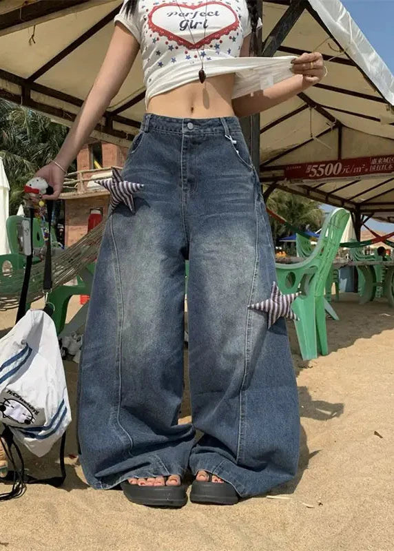 Y2K Gothic Grunge Star Oversized Denim Jeans