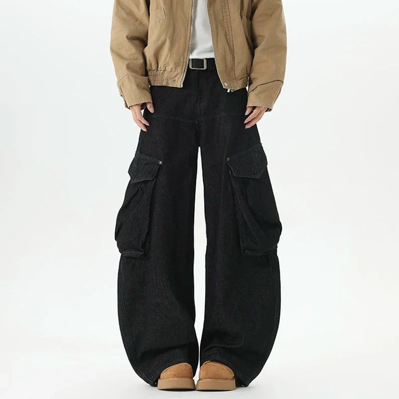 Streetwear High-Street Wide Leg Cargo Jeans
