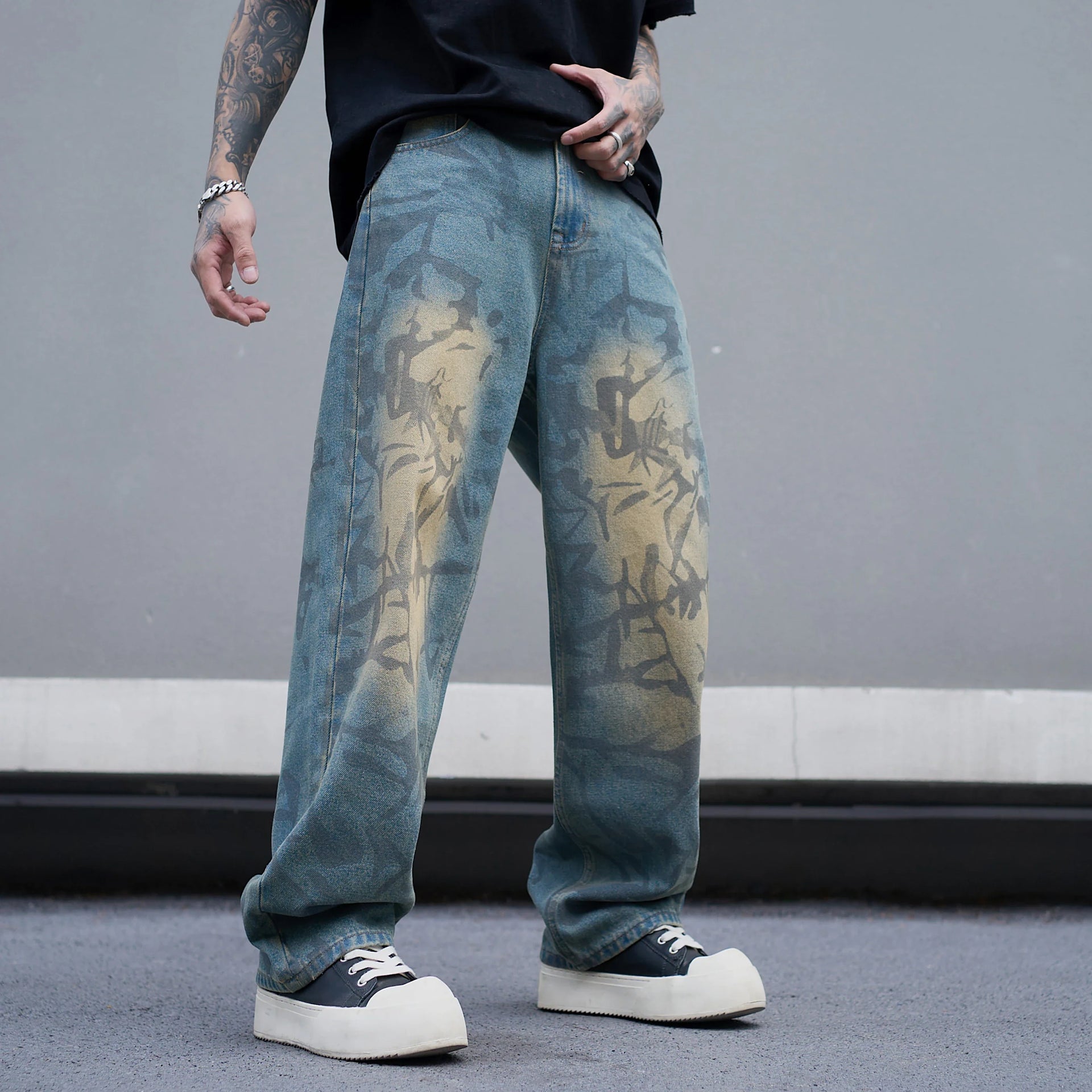 Stylish Rock N Roll Loose Fitting Washed Jeans – Thrennex