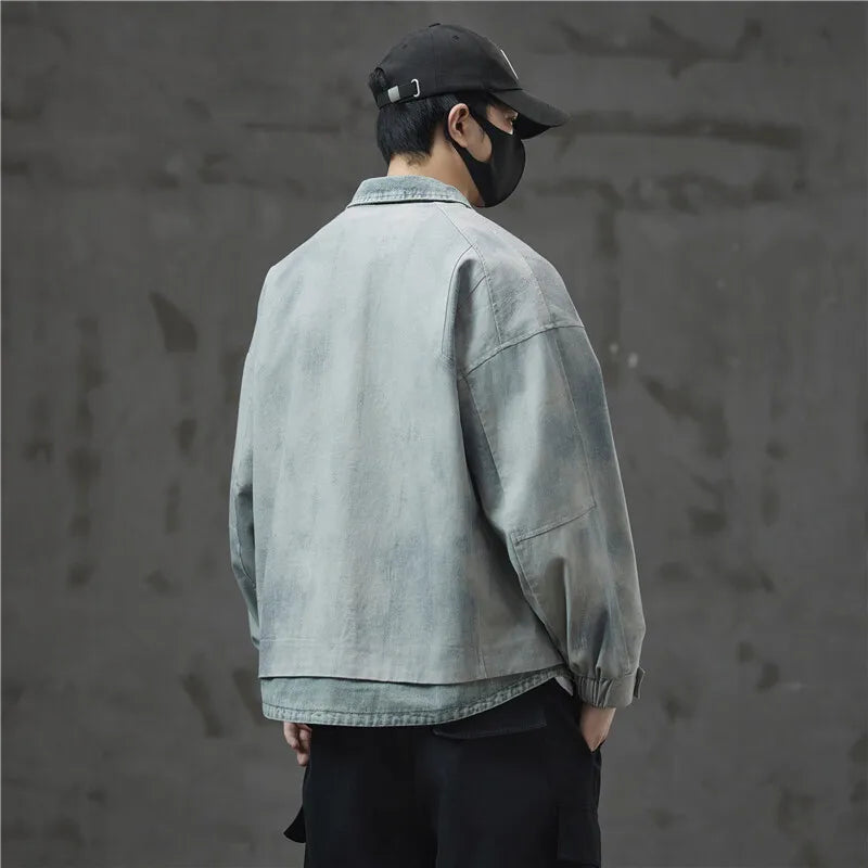 Veste bomber en jean style coréen rétro ample