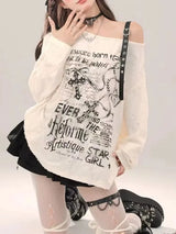Y2K Gothic Hollow Out Off-Shoulder Sweatshirt