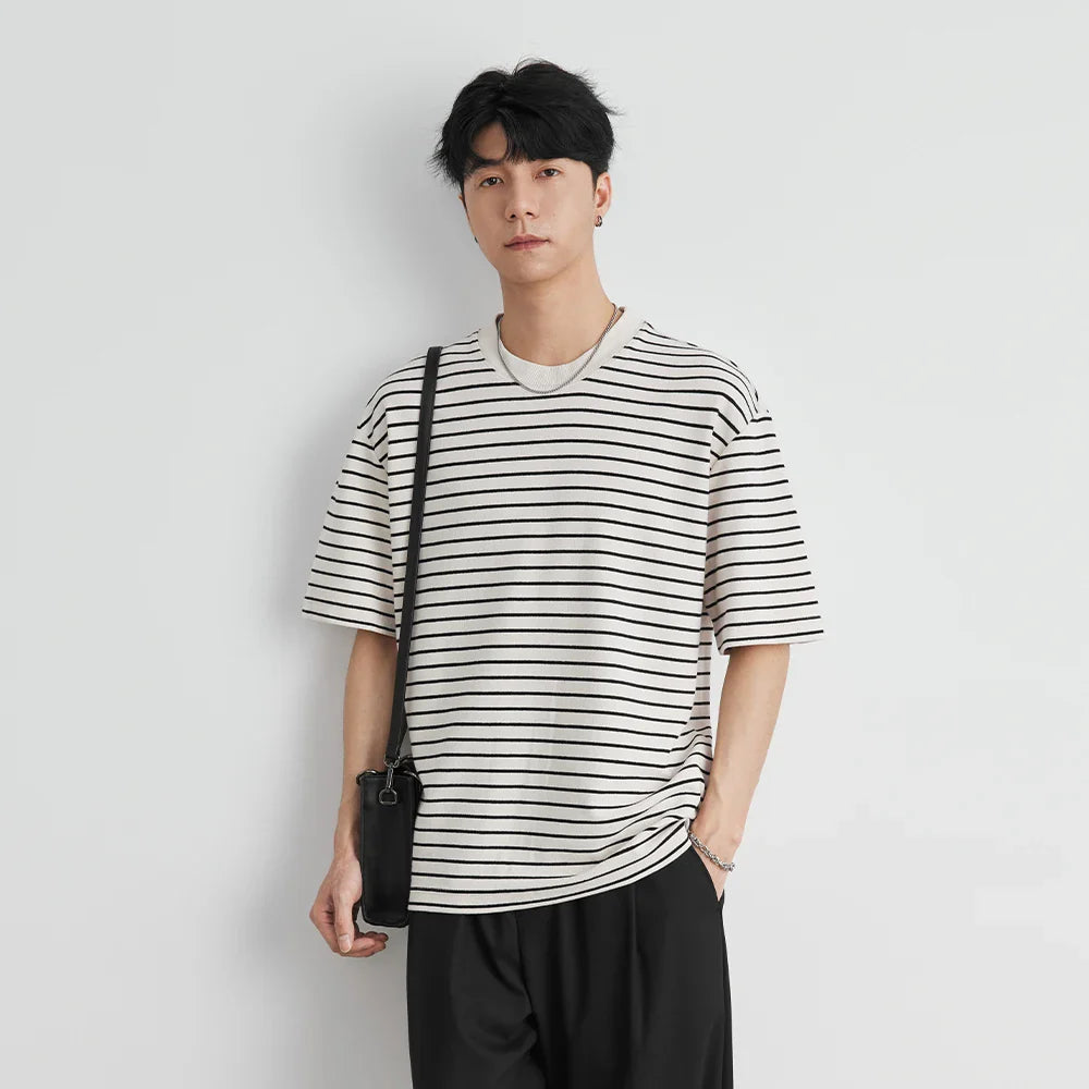 Y2k Men's Cool Comfortable Striped Short Sleeve T-Shirt