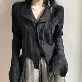 Gothic Black Button Down Blouse Shirt