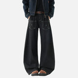 Versatile Solid Color Beading Wide Leg Jeans
