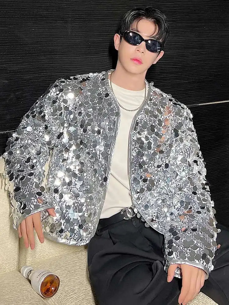 Veste de rue tendance et élégante à empiècements de sequins