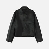 Chic Fashionable Solid Color PU Leather Jacket