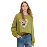 Plush Dog Patchwork Women’s Hoodie