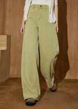 Grüne amerikanische High-Waist-Jeans mit weitem Bein