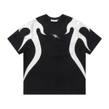 Flame Embroidered Patchwork T-Shirt