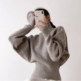 Pull en maille à manches bouffantes élégant pour femme