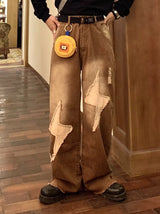 2000s Style Patchwork Wide Leg Jeans