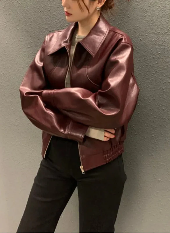 Vintage-Retro-Hip-Hop-Lederjacke für Damen