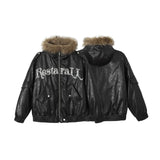 Winter Thick Warm Fur-Collar Parka Leather Jacket