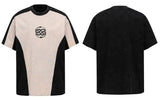 T-Shirt aus Baumwolle mit Schlangenmuster-Patchwork-Design