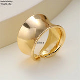 Geometric Wave Shaped Adjustable Open Ring