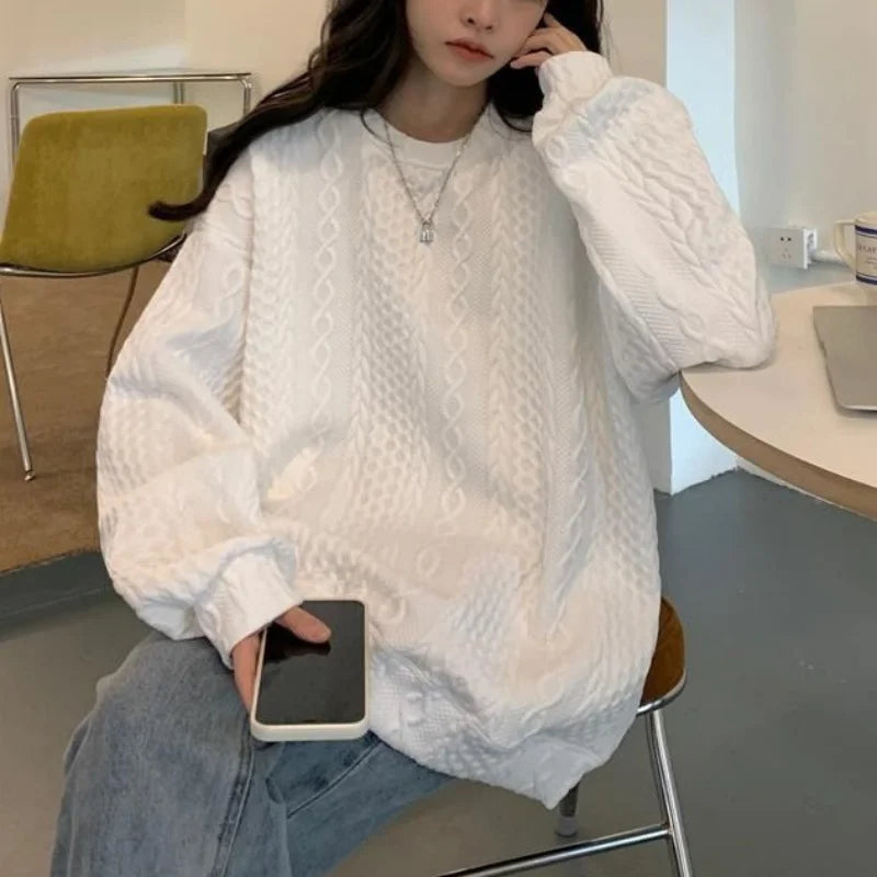 Y2K Women Solid Color Casual Sweater