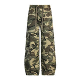 Pantalon cargo streetwear vintage camouflage à taille élastique
