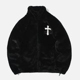 Winter Hip Hop Parka-Jacke aus Kunstpelz mit Print